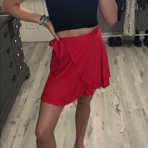 Red wrap skirt